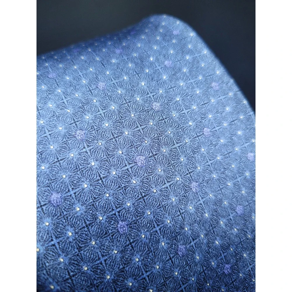 Gianni Versace Men's Necktie Blue Geometric Silk 3.75 x 58 Excellent